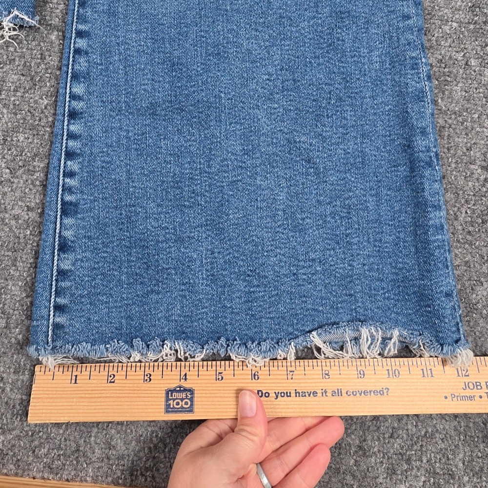 MOTHER Lil Roller Fray Jeans Women 28 Blue Fan Favorite Wide Leg Raw Hem - Picture 6 of 11